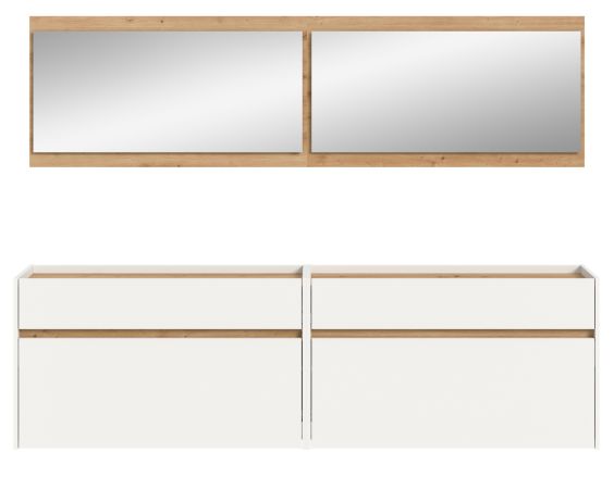 Garderobe Set 4-teilig Borga in wei und Artisan Eiche 220 x 192 cm