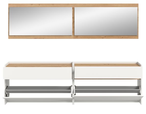 Garderobe Set 4-teilig Borga in wei und Artisan Eiche 220 x 192 cm