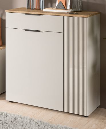 Schuhschrank Skid in Kaschmir Sand und Evoke Eiche Flur Kommode 80 x 88 cm