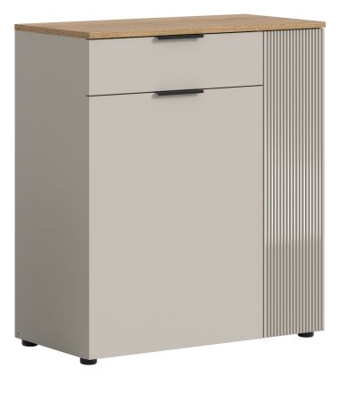 Schuhschrank Skid in Kaschmir Sand und Evoke Eiche Flur Kommode 80 x 88 cm