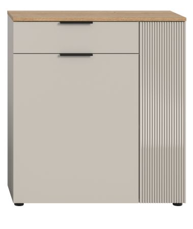 Schuhschrank Skid in Kaschmir Sand und Evoke Eiche Flur Kommode 80 x 88 cm