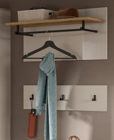 Garderobenpaneel Skid in Kaschmir Sand und Evoke Eiche Set 2-teilig 80 cm