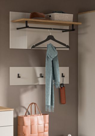 Garderobenpaneel Skid in Kaschmir Sand und Evoke Eiche Set 2-teilig 80 cm