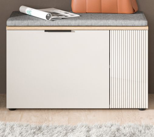 Garderobe Sitzbank Skid in Kaschmir Sand und Evoke Eiche Garderobenbank 80 cm