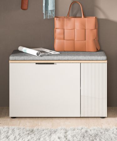 Garderobe Sitzbank Skid in Kaschmir Sand und Evoke Eiche Garderobenbank 80 cm