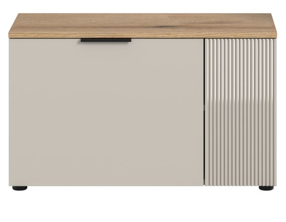 Garderobe Sitzbank Skid in Kaschmir Sand und Evoke Eiche Garderobenbank 80 cm