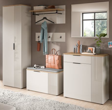 Garderobe Set 6-teilig Skid in Kaschmir Sand und Evoke Eiche 250 x 190 cm