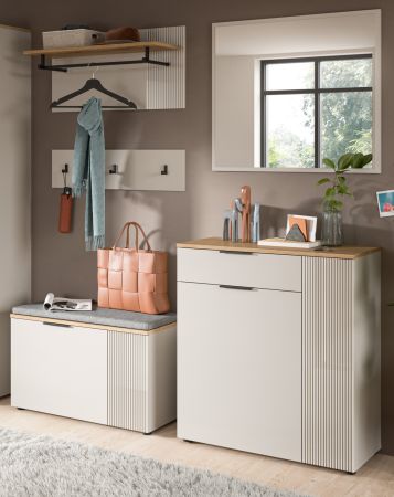 Garderobe Set 5-teilig Skid in Kaschmir Sand und Evoke Eiche 175 x 190 cm