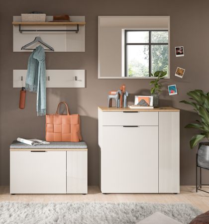 Garderobe Set 5-teilig Skid in Kaschmir Sand und Evoke Eiche 175 x 190 cm