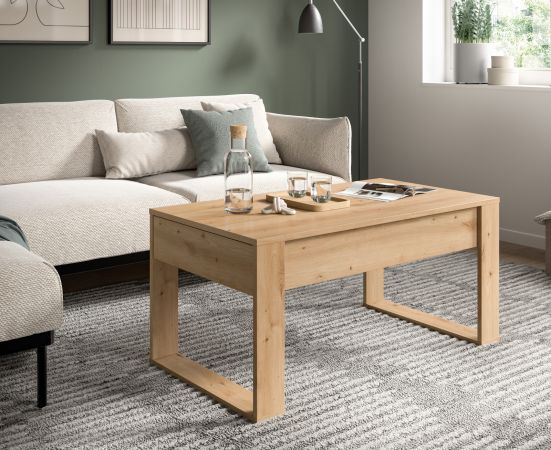 Couchtisch Jonte in Artisan Eiche Beistelltisch mit 2x Schubkasten 110 x 60 cm