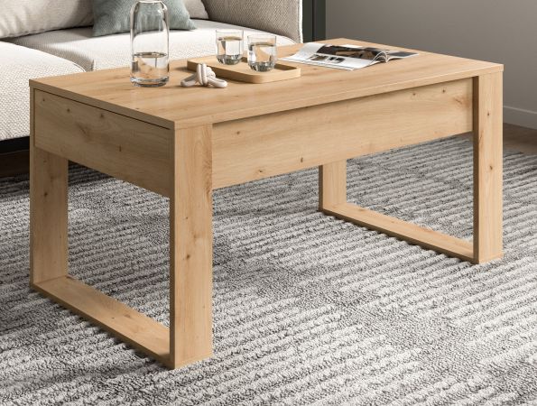 Couchtisch Jonte in Artisan Eiche Beistelltisch mit 2x Schubkasten 110 x 60 cm