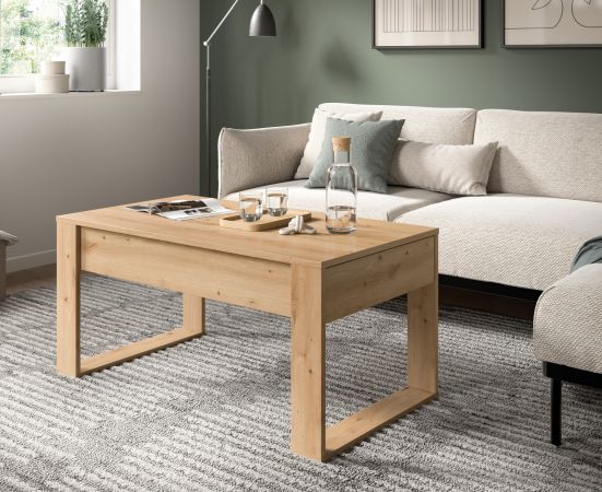 Couchtisch Jonte in Artisan Eiche Beistelltisch mit 2x Schubkasten 110 x 60 cm