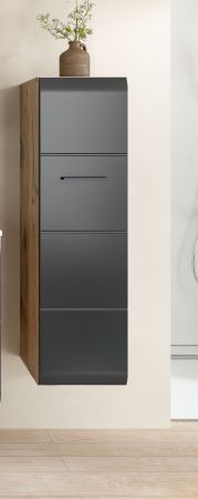 Badezimmer Kommode Cover in schwarz matt und Nox Eiche Badkommode hngend / stehend 30 x 106 cm