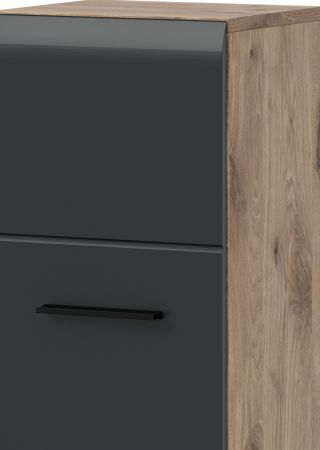 Badezimmer Kommode Cover in schwarz matt und Nox Eiche Badkommode hngend / stehend 30 x 106 cm