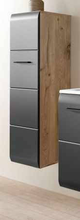 Badezimmer Kommode Cover in schwarz matt und Nox Eiche Badkommode hngend / stehend 30 x 106 cm