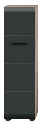 Badezimmer Kommode Cover in schwarz matt und Nox Eiche Badkommode hngend / stehend 30 x 106 cm