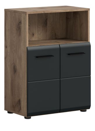 Badezimmer Kommode Cover in schwarz matt und Nox Eiche Badkommode 60 x 80 cm