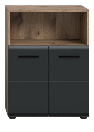 Badezimmer Kommode Cover in schwarz matt und Nox Eiche Badkommode 60 x 80 cm