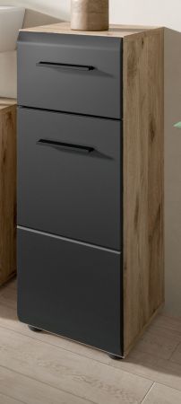 Badezimmer Kommode Cover in schwarz matt und Nox Eiche Badkommode 30 x 80 cm