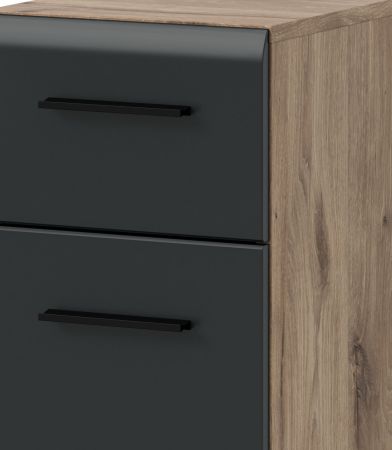 Badezimmer Kommode Cover in schwarz matt und Nox Eiche Badkommode 30 x 80 cm