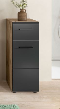 Badezimmer Kommode Cover in schwarz matt und Nox Eiche Badkommode 30 x 80 cm