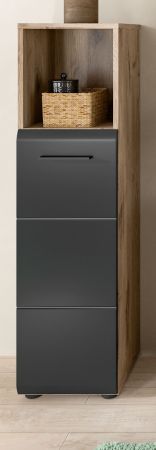 Badezimmer Kommode Cover in schwarz matt und Nox Eiche Badkommode 30 x 110 cm