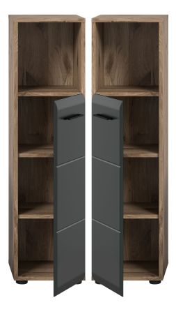 Badezimmer Kommode Cover in schwarz matt und Nox Eiche Badkommode 30 x 110 cm