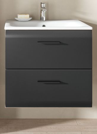 Waschbeckenunterschrank MIT Waschbecken Cover in schwarz matt und Nox Eiche Waschtisch hngend 60 cm