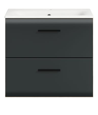 Waschbeckenunterschrank MIT Waschbecken Cover in schwarz matt und Nox Eiche Waschtisch hngend 60 cm