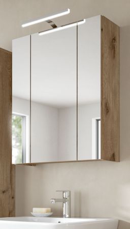 Badezimmer Spiegelschrank Cover in Nox Eiche Badschrank 3-trig 60 x 70 cm