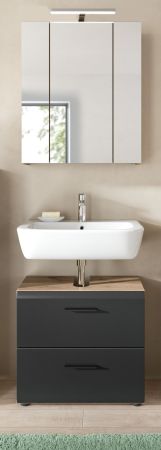 Badmbel Set 2-teilig Cover in schwarz matt und Nox Eiche Badkombination 60 x 185 cm