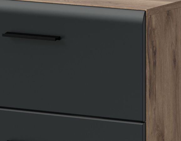 Badmbel Set 2-teilig Cover in schwarz matt und Nox Eiche Badkombination 60 x 185 cm