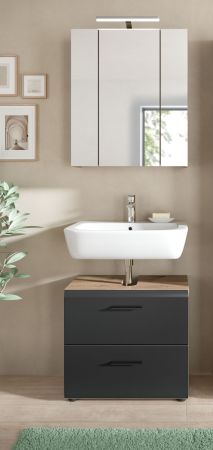 Badmbel Set 2-teilig Cover in schwarz matt und Nox Eiche Badkombination 60 x 185 cm