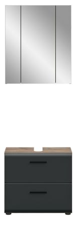 Badmbel Set 2-teilig Cover in schwarz matt und Nox Eiche Badkombination 60 x 185 cm