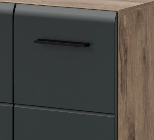 Badmbel Set 3-teilig Cover in schwarz matt und Nox Eiche Badkombination 105 x 185 cm