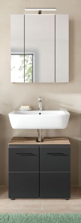 Badmbel Set 2-teilig Cover in schwarz matt und Nox Eiche Badkombination 60 x 185 cm