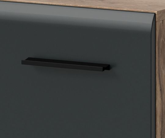 Badezimmer Kommode Set Cover in schwarz matt und Nox Eiche 2x Badkommode 120 x 80 cm