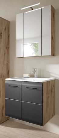 Badmbel Set 2-teilig Cover in schwarz matt und Nox Eiche Badkombination 60 x 185 cm