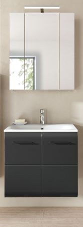 Badmbel Set 2-teilig Cover in schwarz matt und Nox Eiche Badkombination 60 x 185 cm