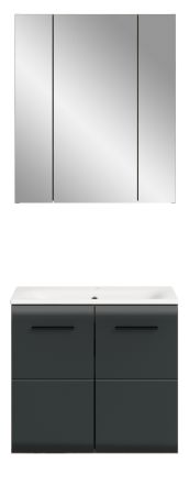 Badmbel Set 2-teilig Cover in schwarz matt und Nox Eiche Badkombination 60 x 185 cm