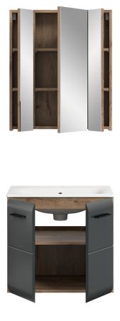 Badmbel Set 2-teilig Cover in schwarz matt und Nox Eiche Badkombination 60 x 185 cm