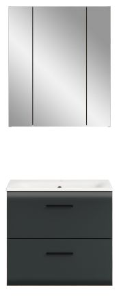 Badmbel Set 2-teilig Cover in schwarz matt und Nox Eiche Badkombination 60 x 185 cm