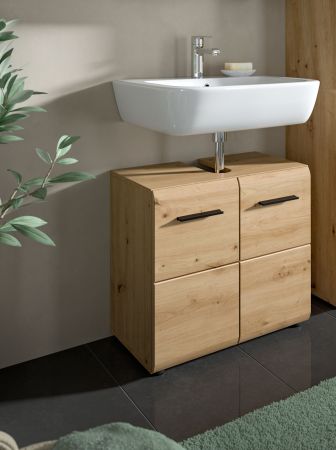 Waschbeckenunterschrank Cover in Artisan Eiche Badezimmer Unterschrank 60 cm