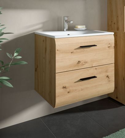 Waschbeckenunterschrank MIT Waschbecken Cover in Artisan Eiche Waschtisch hngend 60 cm