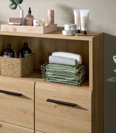 Badezimmer Kommode Set Cover in Artisan Eiche 2x Badkommode 120 x 80 cm