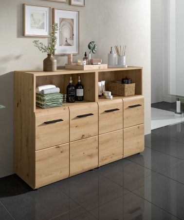 Badezimmer Kommode Set Cover in Artisan Eiche 2x Badkommode 120 x 80 cm