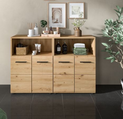 Badezimmer Kommode Set Cover in Artisan Eiche 2x Badkommode 120 x 80 cm