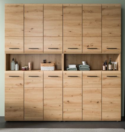 Badezimmer Hochschrank Set Cover in Artisan Eiche 2x Mehrzweckschrank 180 x 185 cm
