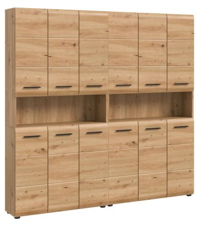 Badezimmer Hochschrank Set Cover in Artisan Eiche 2x Mehrzweckschrank 180 x 185 cm