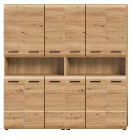 Badezimmer Hochschrank Set Cover in Artisan Eiche 2x Mehrzweckschrank 180 x 185 cm